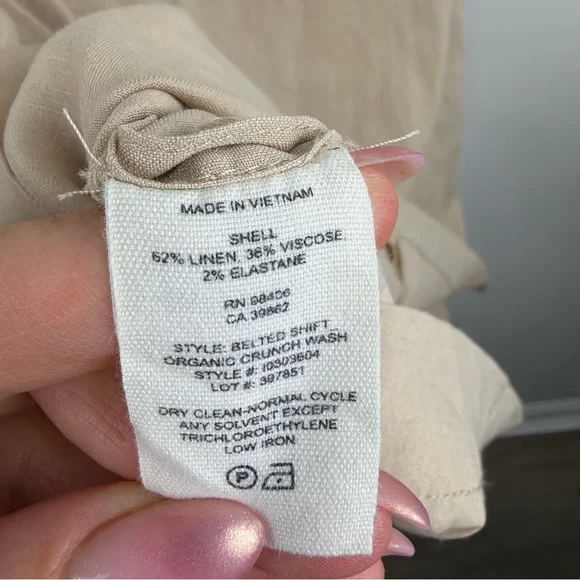 Theory Beige Linen Blend Shift Dress Minimalist Core Short Sleeve S - Picture 4 of 6